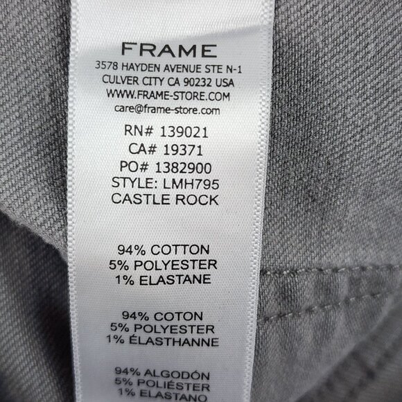 Frame Jeans Mens 34 Gray L'Homme Slim Straight Fit Denim (34x32) - Picture 10 of 10